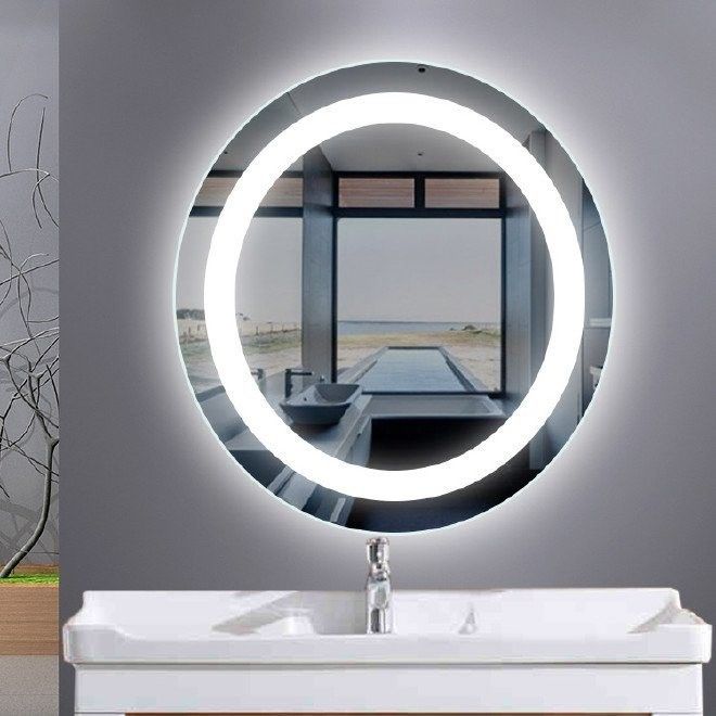 Miroir verre décoratif salle de bains Sécurité claire flottant autour du miroir Ntique