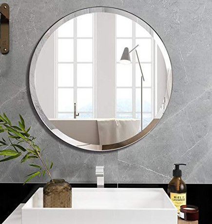 Miroir décoratif en argent en aluminium en verre salle de bains flottant en forme de cloisonnage