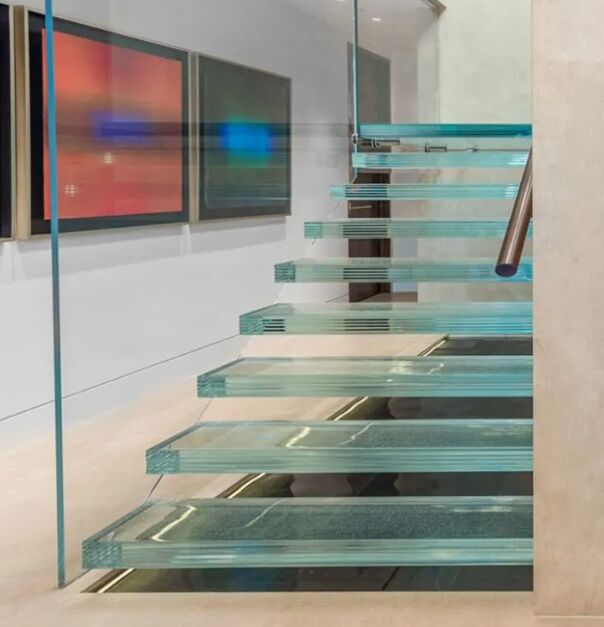 6.38mm, 10.76mm, 13.14mm, 17.52mm, Verre feuilleté trempé PVB/SGP/EVA ultra clair de haute qualité pour plancher, escalier, garde-corps d'escalier
